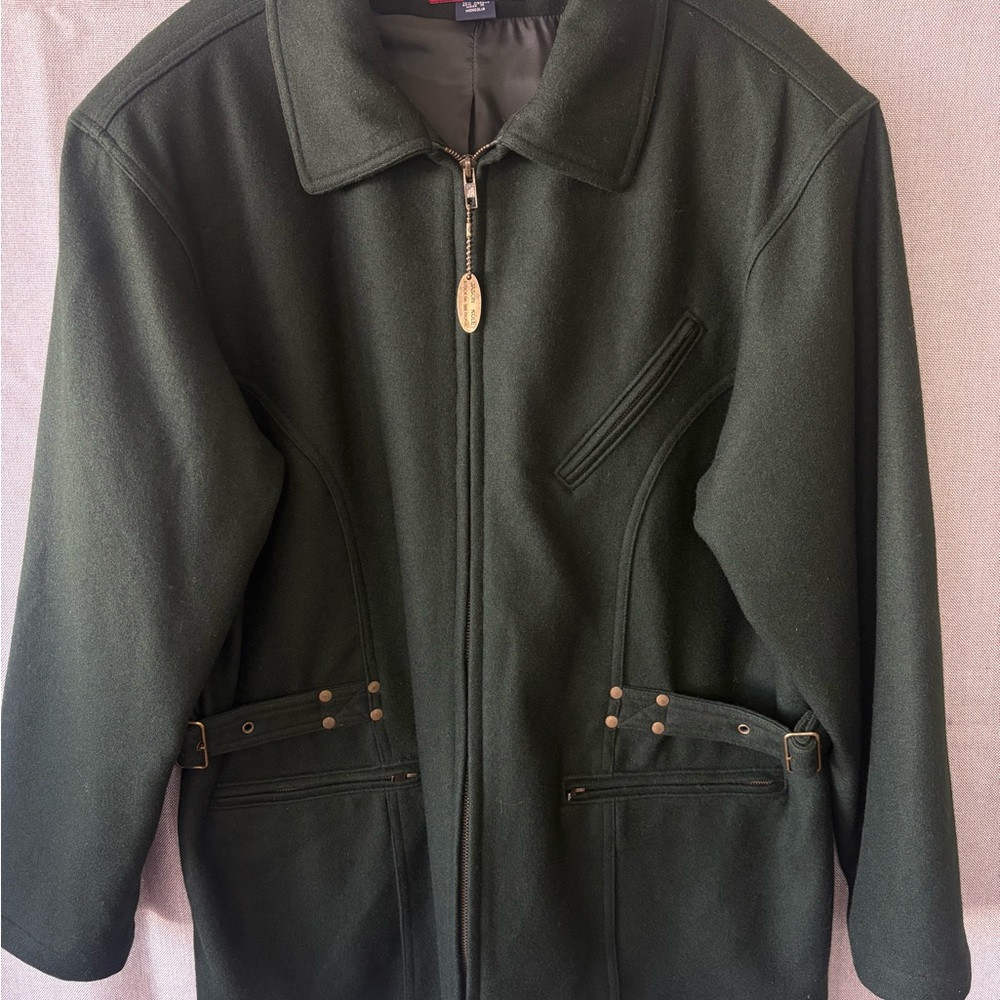 Men's Jason Kole Dark Green wool 70% coat Jacket size large